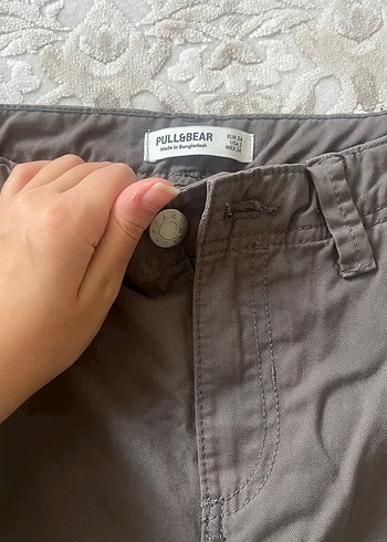 Düğmeli Kahverengi Rahat Kesim Keten Erkek Pantolon - Görsel 3