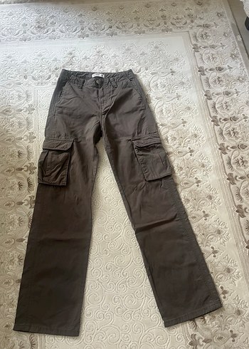 Düğmeli Kahverengi Rahat Kesim Keten Erkek Pantolon - Görsel 6