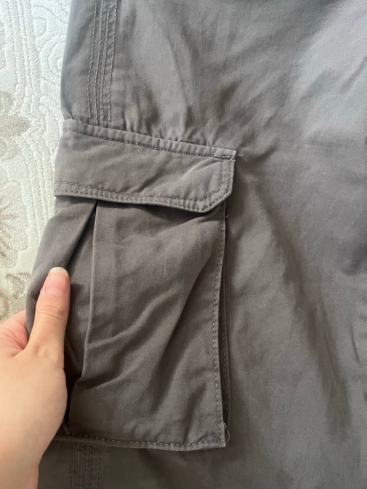 Düğmeli Kahverengi Rahat Kesim Keten Erkek Pantolon - Görsel 4