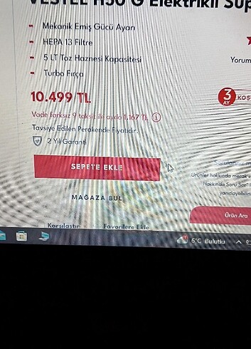 Vestel SIFIR VESTEL H50 G ELEKTRİKLİ SÜPÜRGE
