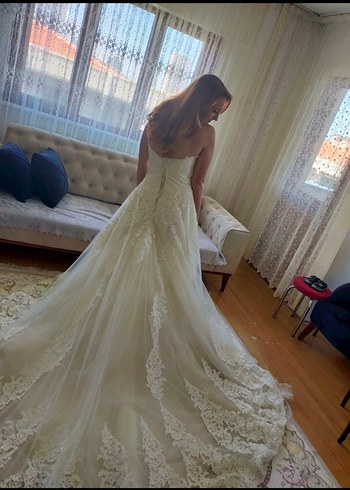 Gelinlik Romantik Dantelli Uzun Gelinlik