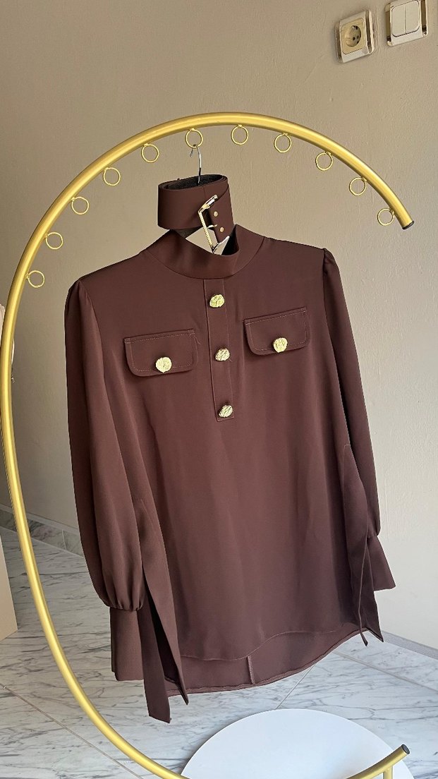 Kahverengi Uzun Kollu Parisian Kadın Takım - Görsel 2