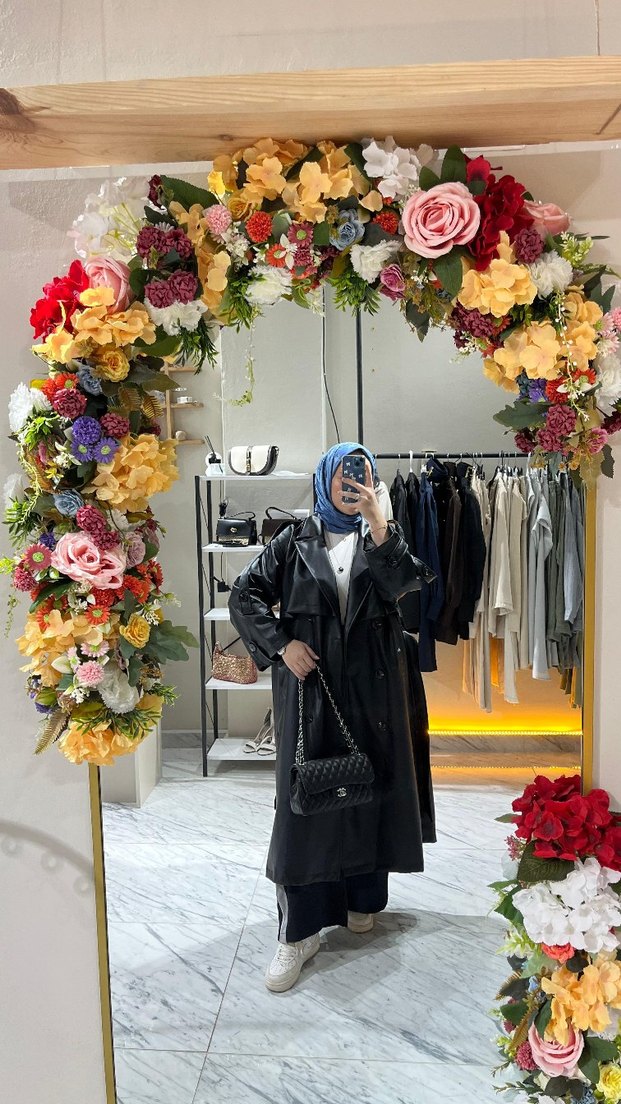 Siyah Deri Uzun Trençkot - Görsel 2