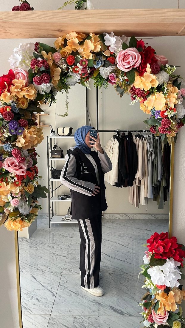 Zebra Desenli Siyah Kolsuz Blazer - Görsel 2