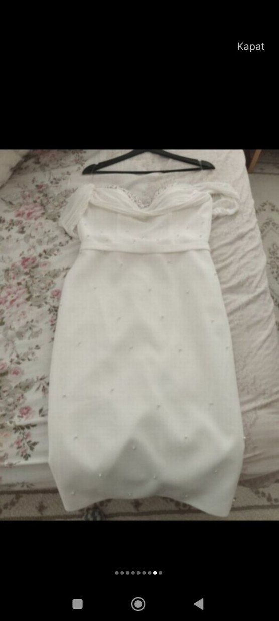 Beyaz  midi boy nikah elbisesi - Görsel 4
