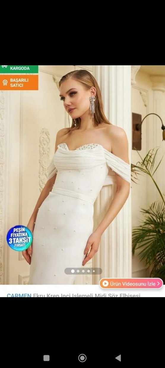 Beyaz  midi boy nikah elbisesi - Görsel 3