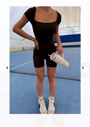 Siyah Kadın Mini Spor Tulum - Görsel 2