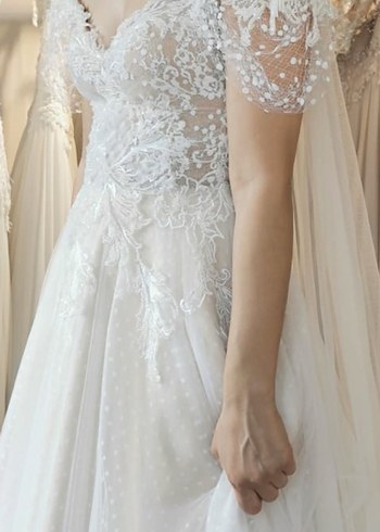 Straplez Bej A Kesim Uzun Gelinlik - Görsel 5