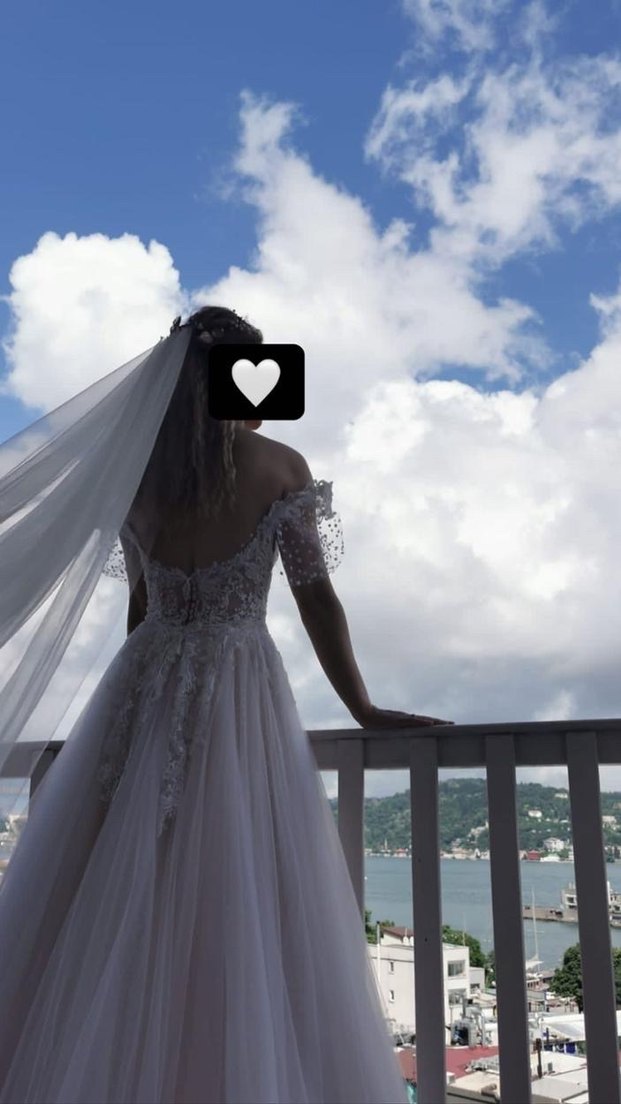 Straplez Bej A Kesim Uzun Gelinlik - Görsel 3