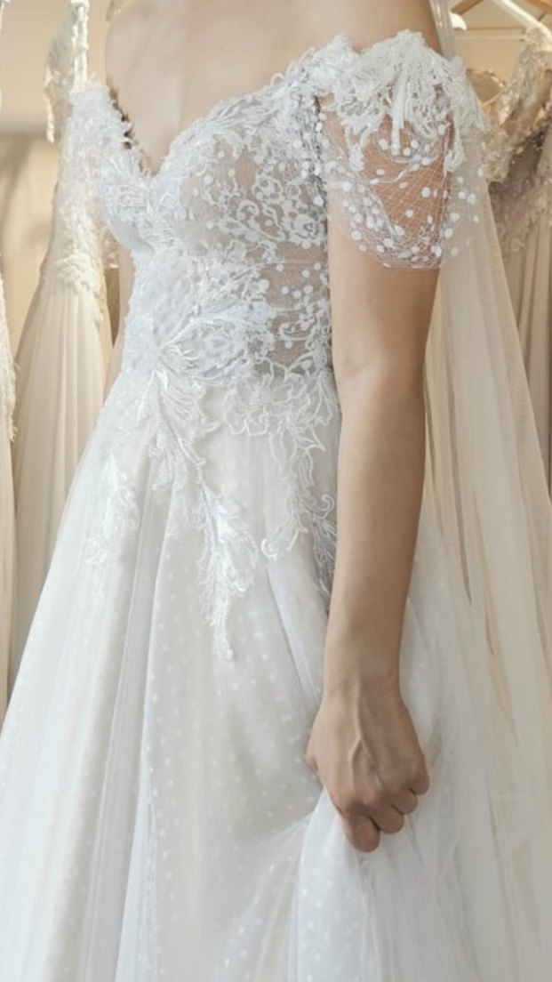 Straplez Bej A Kesim Uzun Gelinlik - Görsel 5