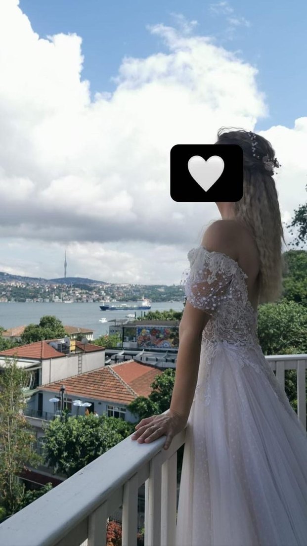 Straplez Bej A Kesim Uzun Gelinlik - Görsel 4