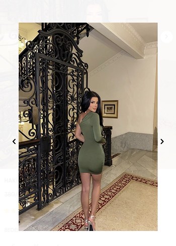 Asimetrik Tek Kollu Haki Mini Elbise - Görsel 5