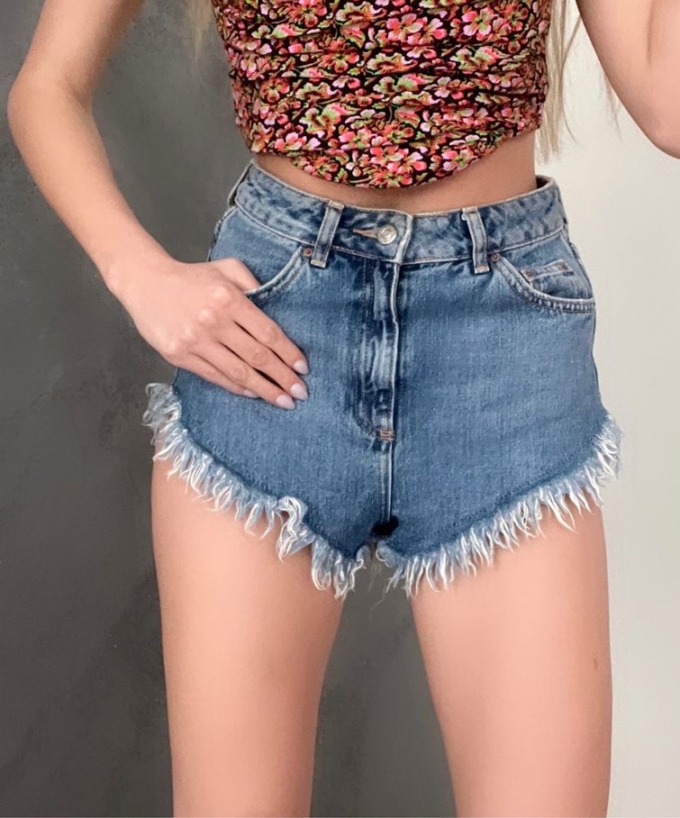 Kadın Mavi Mini Denim Şort - Görsel 2