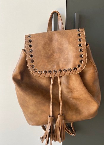 Kahverengi  Bohem Deri Sırt Çantası - Görsel 2