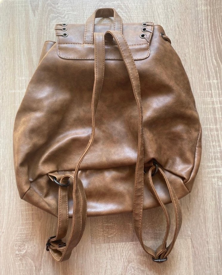 Kahverengi  Bohem Deri Sırt Çantası - Görsel 5