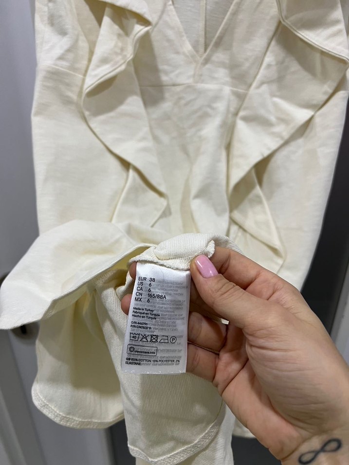 H&M %85 pamuklu krem elbise - Görsel 3