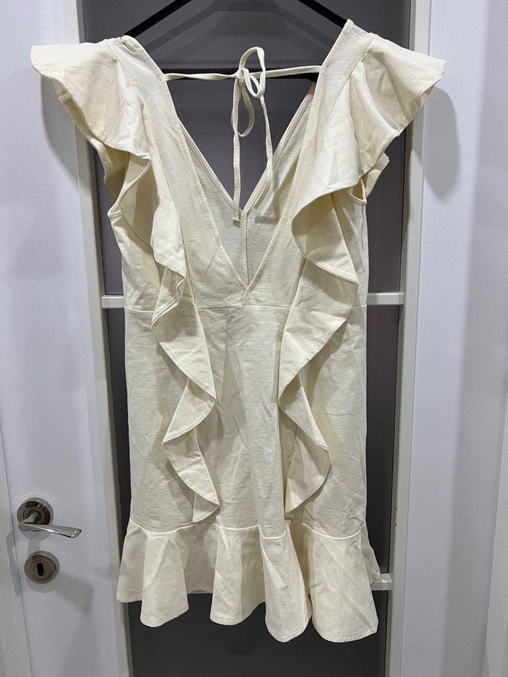 H&M %85 pamuklu krem elbise - Görsel 2