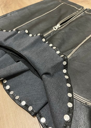 Zara deri görünümlü asimetrik mini etek - Görsel 8