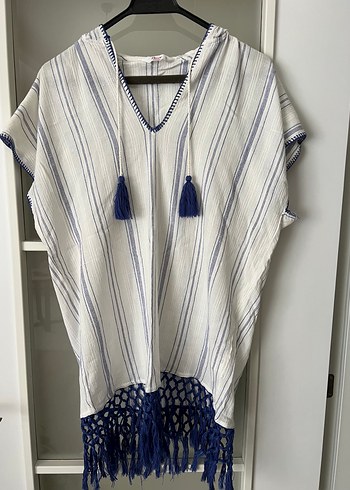 Penti pamuklu V yaka kaftan/pareo - Görsel 5