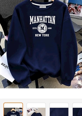 Defacto Manhattan Lacivert Bisiklet Yaka Sweatshirt