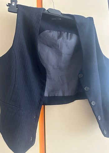 Defacto Lacivert Kadın Keten Regular Fit Kumaş Pantolon yelek takım