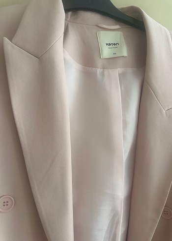 38 Beden Düğmeli Pembe Kadın Blazer Ceket takım
