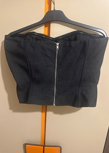 Gri Straplez Gotik Büstiyer - Görsel 5