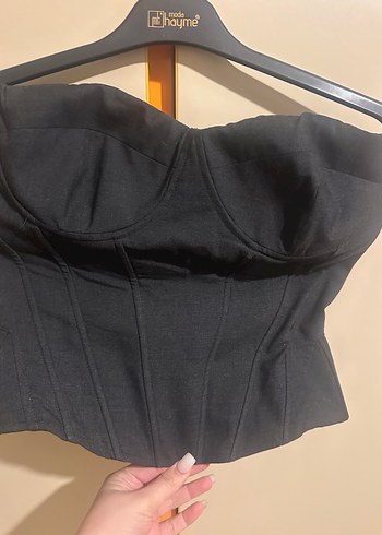 Gri Straplez Gotik Büstiyer - Görsel 2