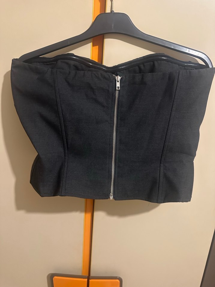 Gri Straplez Gotik Büstiyer - Görsel 4