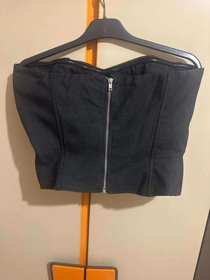 Gri Straplez Gotik Büstiyer - Görsel 5