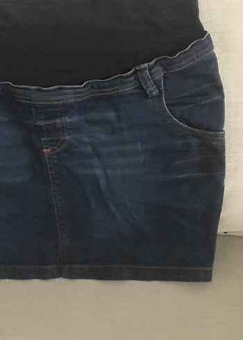 Koyu Mavi Hamile Kot Etek - Görsel 2