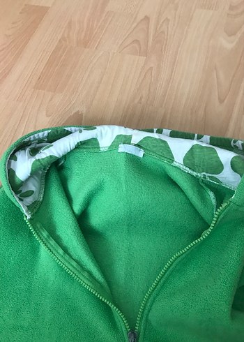 kız Çocuk Kapüşonlu Yeşil Fermuarlı Yelek - Görsel 5