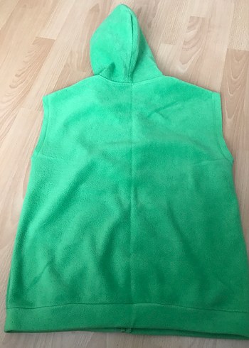 kız Çocuk Kapüşonlu Yeşil Fermuarlı Yelek - Görsel 6