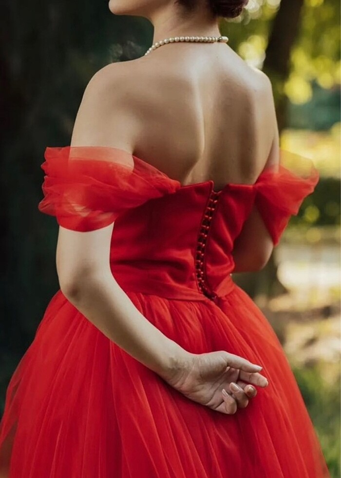 Berissima Bride Kırmızı midi boy elbise - Görsel 4