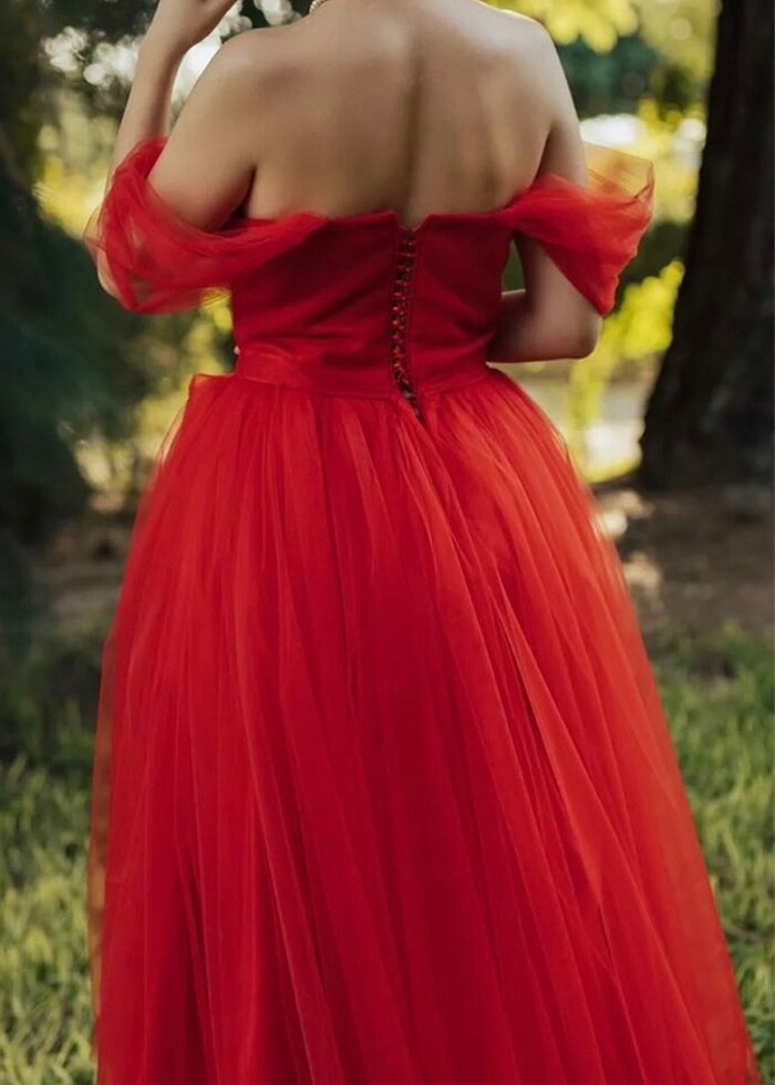 Berissima Bride Kırmızı midi boy elbise - Görsel 3