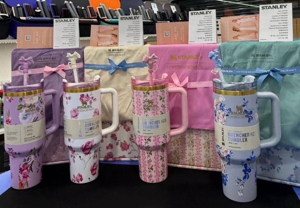 Stanley Pembe Çiçek Desenli Termos Bardak - Görsel 2