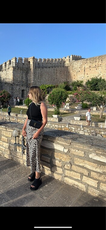 Zara Zara bir kere giyildi saten leopar beli lastikli etek