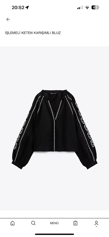 İşlemeli keten karısımlı gömlek zara