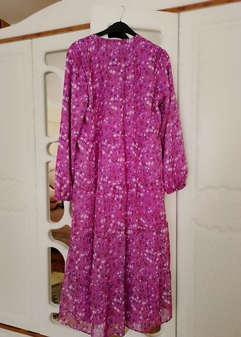 Uzun Mor Bohem Bağlamalı Elbise - Görsel 3