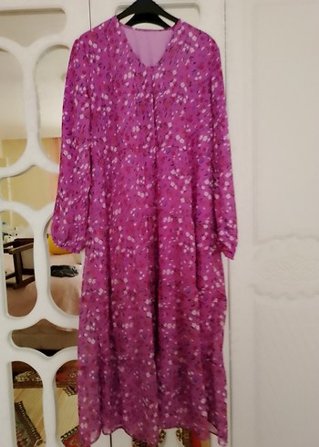 Uzun Mor Bohem Bağlamalı Elbise - Görsel 2