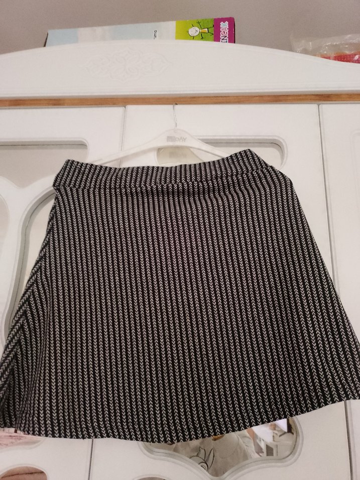 Gri Siyah Pilili Midi Mini Etek - Görsel 2