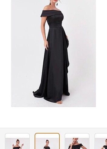 Drape Butik KAYIK YAKA SİYAH SATEN ELBİSE
