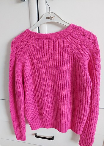 Pembe Örgü Kadın Hırka - Görsel 2