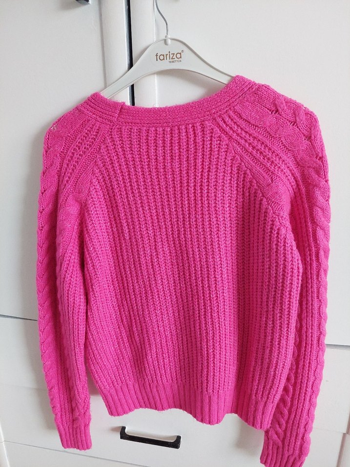 Pembe Örgü Kadın Hırka - Görsel 2