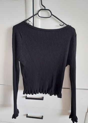 Düğmeli Siyah İnce Triko Hırka - Görsel 2