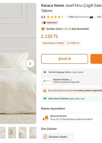 Karaca Home Karaca H Josef Ekru Çizgili Nevresim Takımı