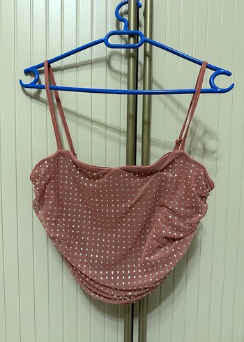 Parlak Kahverengi Payetli Straplez Büstiyer - Görsel 5