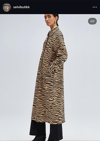 Kadın Kahverengi Zebra Desenli Uzun Trençkot - Görsel 3