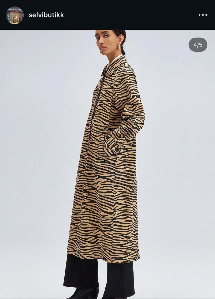 Kadın Kahverengi Zebra Desenli Uzun Trençkot - Görsel 3