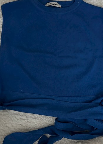 Mavi Kolsuz Bel Detaylı Kadın Sweatshirt